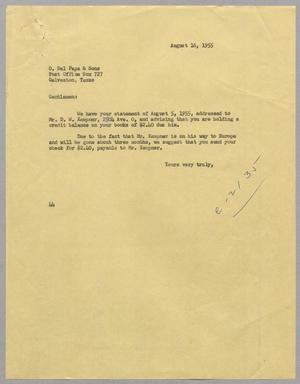 [Letter from Blackshear, A. H, Jr. to O. Del Papa & Sons, August 16, 1955]
