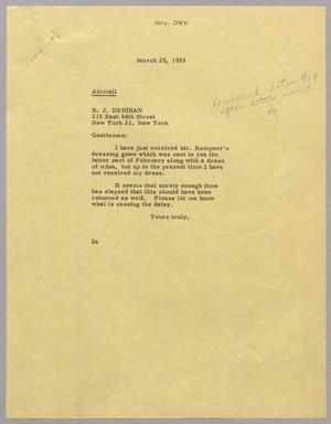 [Letter from Mrs. Daniel W. Kempner to B. J. Denihan, March 29, 1955]