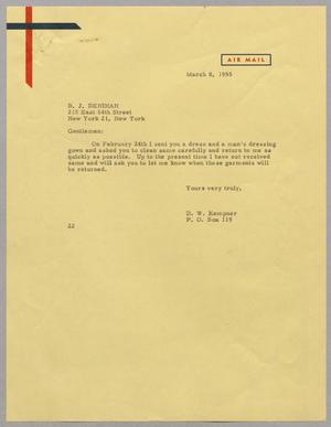 [Letter from Daniel W. Kempner to B. J. Denihan, March 8, 1955]