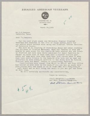 [Letter from Disabled American Veterans Chapter No. 41 to D. W. Kempner, March 24, 1955]