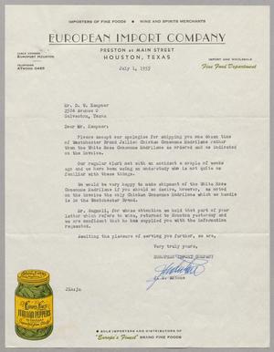 [Letter from the European Import Company to Daniel W. Kempner, July 1, 1955]