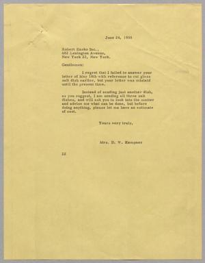 [Letter from Daniel W. Kempner to Robert Ensko Inc., June 24, 1955]