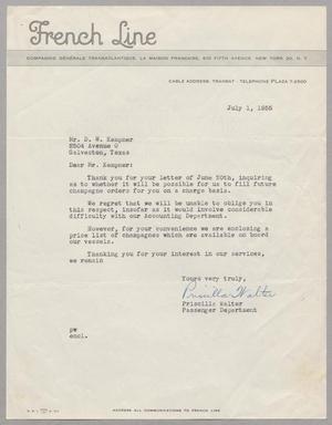 [Letter from Priscilla Walter to Daniel W. Kempner, July 1, 1955]