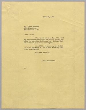 [Letter from D. W. Kempner to Ernst Freund, June 28, 1955]