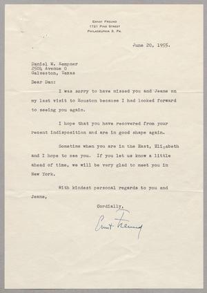 [Letter from Ernst Freund to Daniel W. Kempner, June 20, 1955]