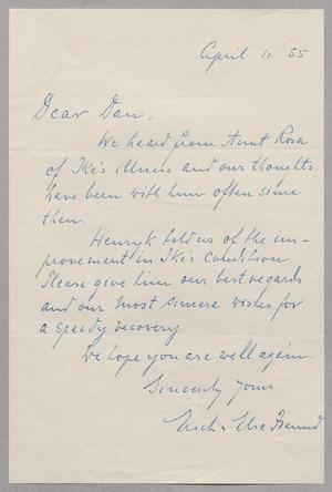 [Handwritten letter from Erich Freund to Daniel W. Kempner, April 11, 1955]