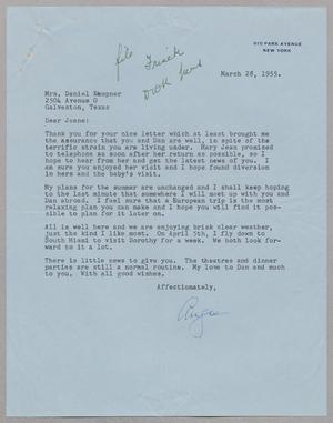 [Letter from Angie Frink to Mrs. Daniel W. Kempner, March 28, 1955]