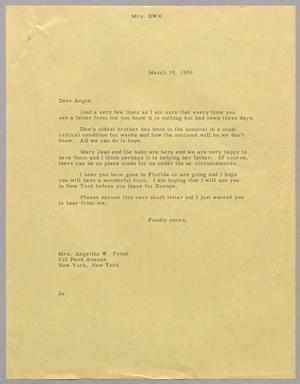 [Letter from Mrs. Daniel W. Kempner to Angelika W. Frink, March 19, 1955]