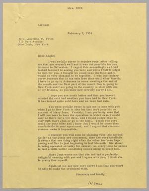 [Letter from Mrs. Daniel W. Kempner to Angelika W. Frink, February 7, 1955]