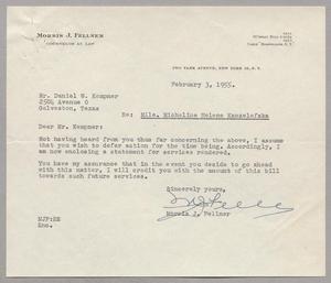 [Letter from Morris J. Fellner to Daniel W. Kempner, February 3, 1955]