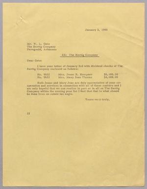 Primary view of object titled '[Letter from Daniel W. Kempner to Mr. W. L. Gatz, January 3, 1955]'.