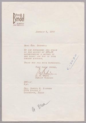 [Letter from Henri Bendel to Mrs. Daniel W. Kempner, January 5, 1955]