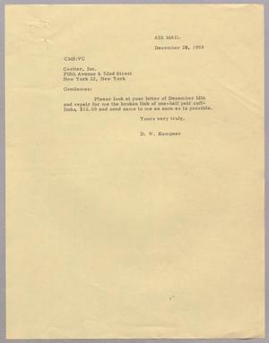 [Letter from Daniel W. Kempner to Cartier, Inc, December 20, 1955]