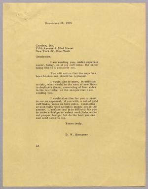 [Letter from Daniel W. Kempner to Cartier, Inc., November 28, 1955]