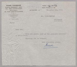 [Letter from Pierre Chardine to Daniel W. Kempner, December 9, 1955]