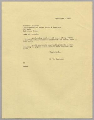 [Letter from D. W. Kempner to Robert C. Chouke, December 1, 1955]