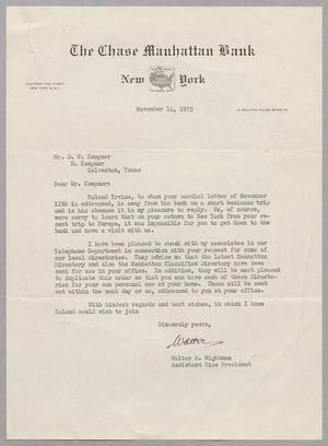 [Letter from Walter H. Wightman to Daniel W. Kempner, November 14, 1955]