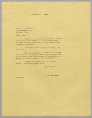 [Letter from Daniel W. Kempner to Lena Carroll, November 11, 1955]