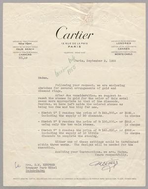 [Letter from Cartier to Mrs. Daniel W. Kempner, September 2, 1955]