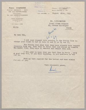 [Letter from Pierre Chardine to Daniel W. Kempner, August 29, 1955]