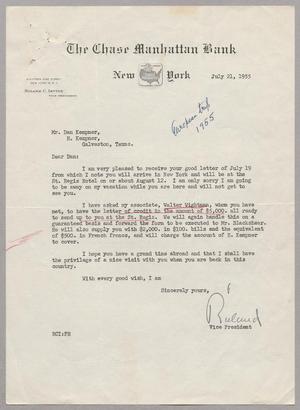 [Letter from Roland C. Irvine to Daniel W. Kempner, July 21, 1955]