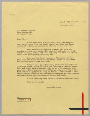 [Letter from Daniel W. Kempner to Pierre Chardine, May 9, 1955]