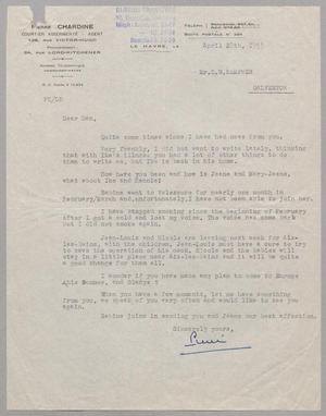Primary view of object titled '[Letter from Pierre Chardine to Daniel W. Kempner, April 28, 1955]'.