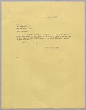 [Letter from Daniel W. Kempner to Herman Cohen, March 16, 1955]