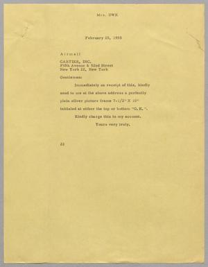 [Letter from D. W. Kempner to Cartier, Inc., February 25, 1955]