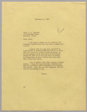 [Letter from Daniel W. Kempner to Mrs. J. J. Carroll, February 4, 1955]