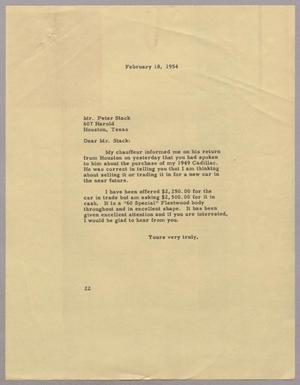 [Letter from Daniel W. Kempner to Peter Stack, February 18, 1954]