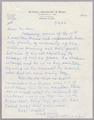 [Handwritten letter from Walter F. Woodul to Daniel W. Kempner, July 13, 1954