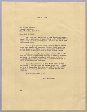 [Letter from Daniel W. Kempner to Bruce Webster, June 7, 1954]