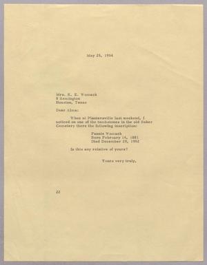[Letter from Daniel W. Kempner to Mrs. K. E. Womack, May 25, 1954]
