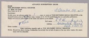 [Invoice for an Advance Subscription Order, November 29, 1955]