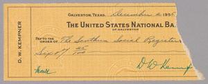 [Check from D. W. Kempner to The Southern Social Register, December 2, 1955]