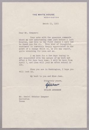 [Letter from Dillon Anderson to Daniel W. Kempner, March 11, 1955]