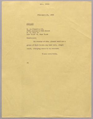 [Letter from Jeane B. Kempner to B. Altman & Compnay, February 26, 1955]