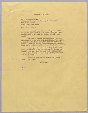 [Letter from Jeane Bertig Kempner to Dorothy Mills, February 1, 1955]