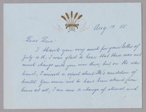 [Handwritten letter from Rosa Anspach to Daniel W. Kempner, August 19, 1955]