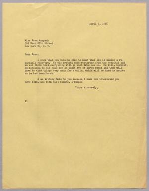 [Letter from D. W. Kempner to Rosa Anspach, April 8, 1955]
