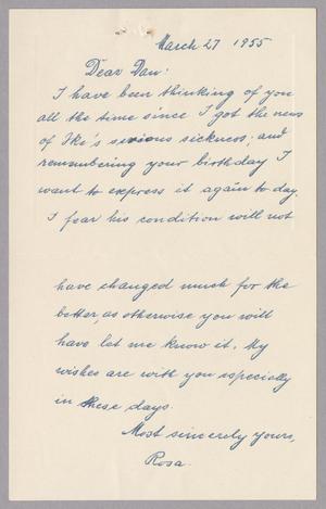 [Handwritten letter from Rosa Anspach to Daniel W. Kempner, March 27, 1955]