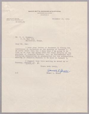 [Letter from Homer L. Bruce to Daniel W. Kempner, December 16, 1955]