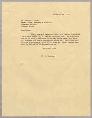 Primary view of object titled '[Letter from Daniel W. Kempner to Mr. Homer L. Bruce, December 15, 1955]'.