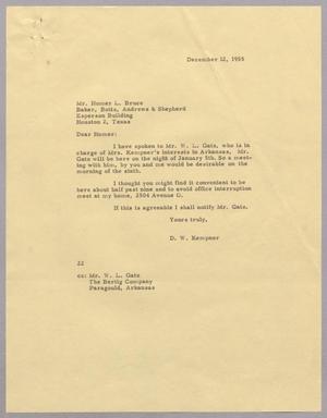 Primary view of object titled '[Letter from Daniel W. Kempner to Mr. Homer L. Bruce, December 12, 1955]'.
