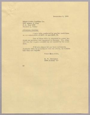 [Letter from Daniel W. Kempner to Bland-Willis Cadillac Co., December 8, 1955]