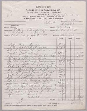 [Invoice for Balance Due to Bland-Willis Cadillac Co.]