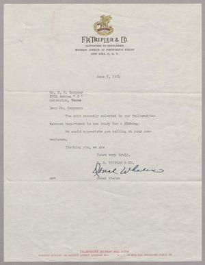 [Letter from F. R. Tripler & Co. to D. W. Kempner, June 5, 1954]