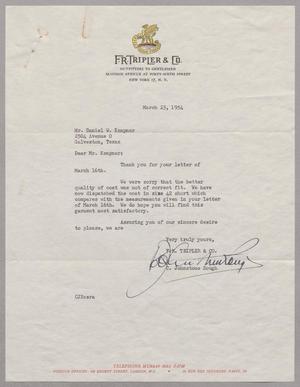 [Letter from F. R. Tripler & Co. to D. W. Kempner, March 23, 1954]
