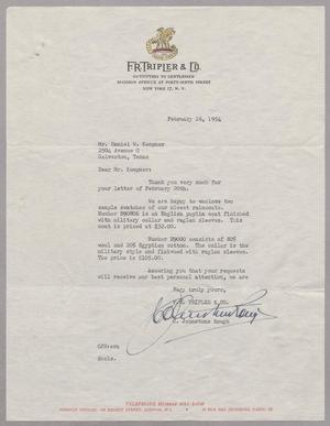 [Letter from F. R. Tripler & Co. to D. W. Kempner, February 26, 1954]